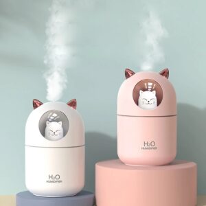300ML Air Humidifier Cute Cartoon Cat Aroma Diffuser With Night Light
